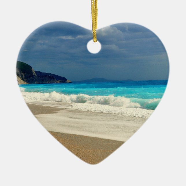 Ornamento De Cerâmica Fotografia tropical do Mar Azul, Belo Turquesa (Frente)