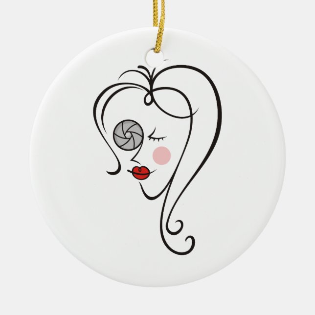 Ornamento De Cerâmica Fotógrafo feminino (Frente)