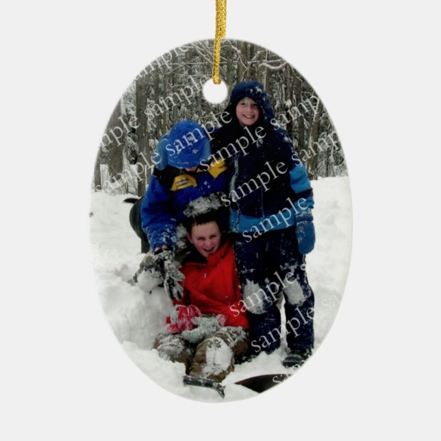 Ornamento De Cerâmica Fotomia do Dia de Natal (Frente)