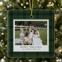 Fotos da Família no Natal com Xadrez Verde Clássic