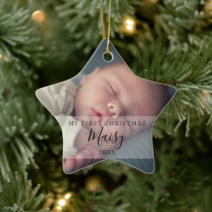 Ornamento De Cerâmica Fotos de Bebê Fofas Primeira Estrela de Natal