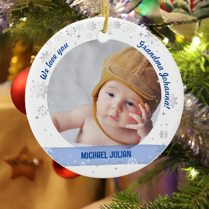 Ornamento De Cerâmica Fotos de Gêmeos Menino e Menina Primeira Natal do