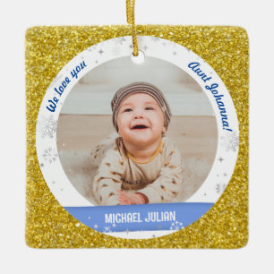 Ornamento De Cerâmica Fotos de Gêmeos Meninos Tia Fofo Primeiro Natal Be