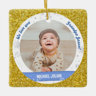 Ornamento De Cerâmica Fotos de Gêmeos Meninos Vovô Fofo Primeiro Natal B
