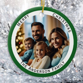 Ornamento De Cerâmica Fotos de Natal da Família Personalizadas com Nome