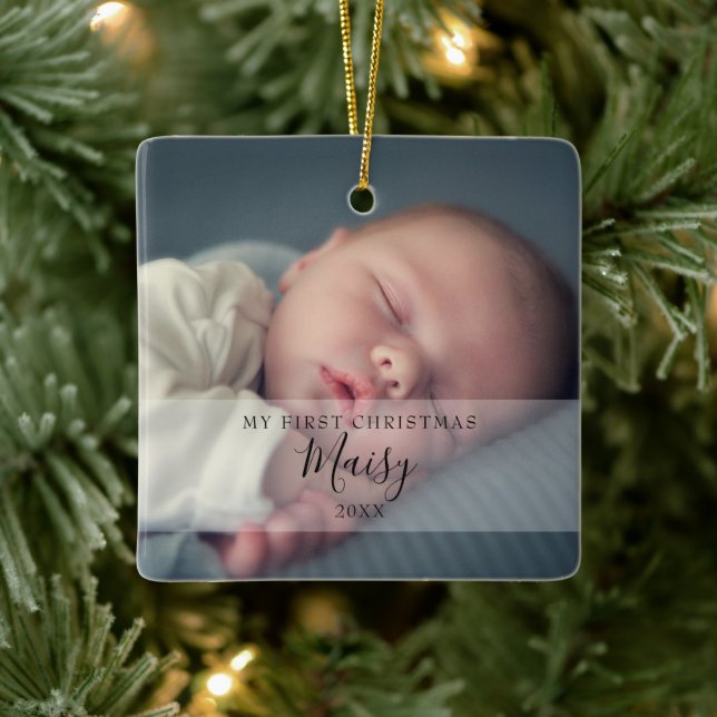 Ornamento De Cerâmica Fotos do Primeiro Natal do Bebê (Árvore)