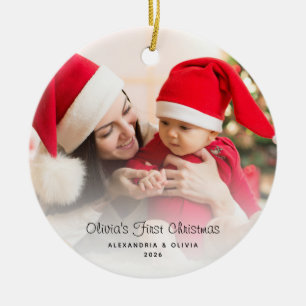 Ornamento De Cerâmica Fotos do Primeiro Natal do Bebê Personalizadas