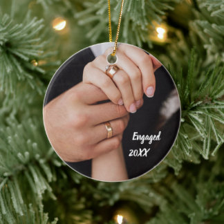 Ornamento De Cerâmica Fotos minimalistas de noivado personalizadas Foto