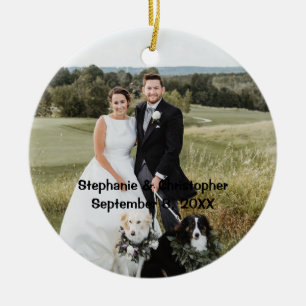 Ornamento De Cerâmica Fotos Personalizadas de Natal de Casamento Customi