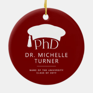 Ornamento De Cerâmica Fotos Personalizadas de PhD Doutorado Graduação