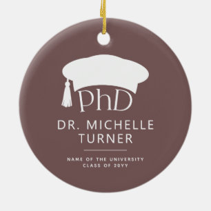 Ornamento De Cerâmica Fotos Personalizadas de PhD Doutorado Graduação