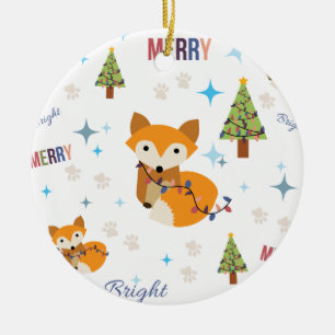 Ornamento De Cerâmica Fox alegre e brilhante
