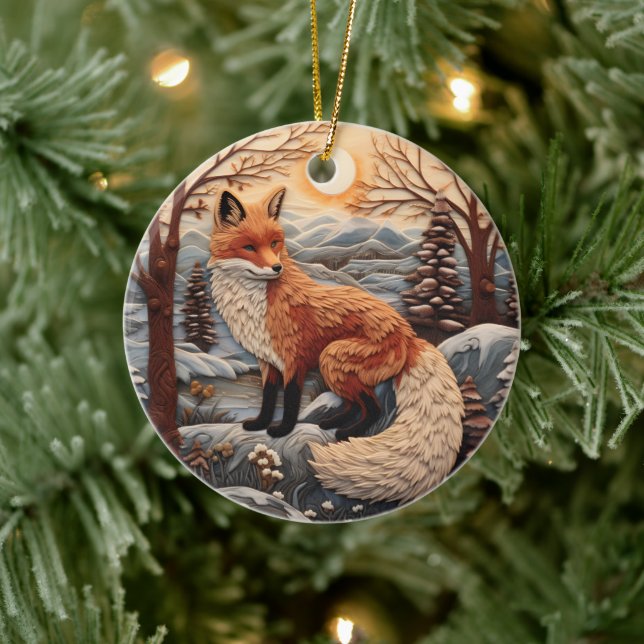 Ornamento De Cerâmica Fox Chirstmas 3D (Árvore)