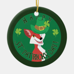 Ornamento De Cerâmica Fox do dia de St Patrick