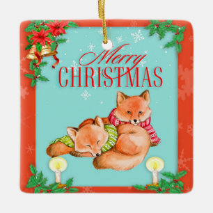 Ornamento De Cerâmica Fox do natal vintage