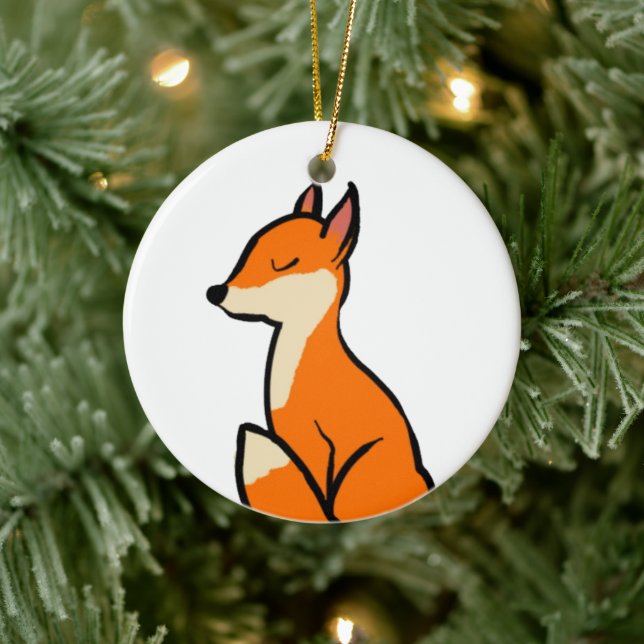 Ornamento De Cerâmica Fox personalizável (Árvore)