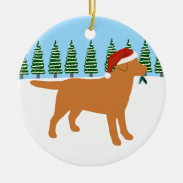 Ornamento De Cerâmica Fox Red Labrador Santa Hat