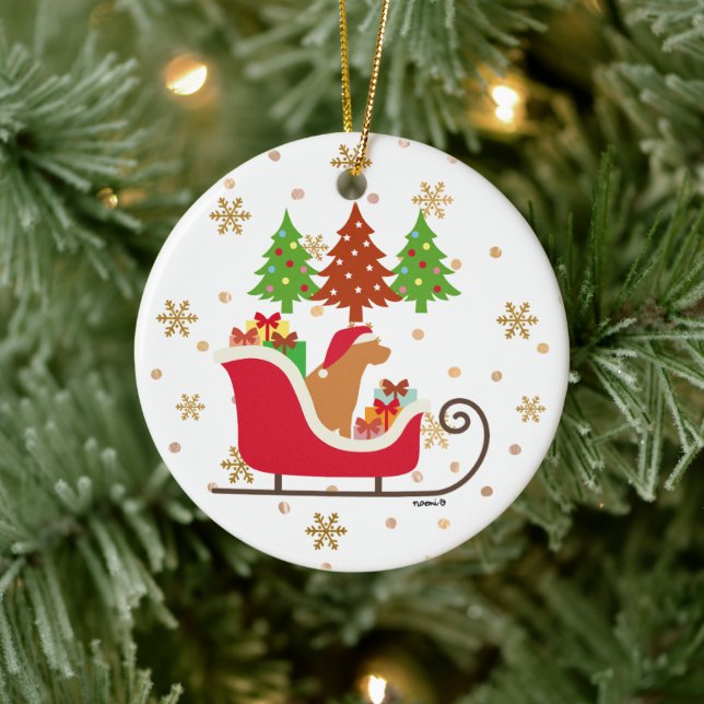 Ornamento De Cerâmica Fox Red Labrador Silhouket Christmas Sleigh (Árvore)