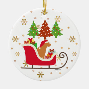 Ornamento De Cerâmica Fox Red Labrador Silhouket Christmas Sleigh