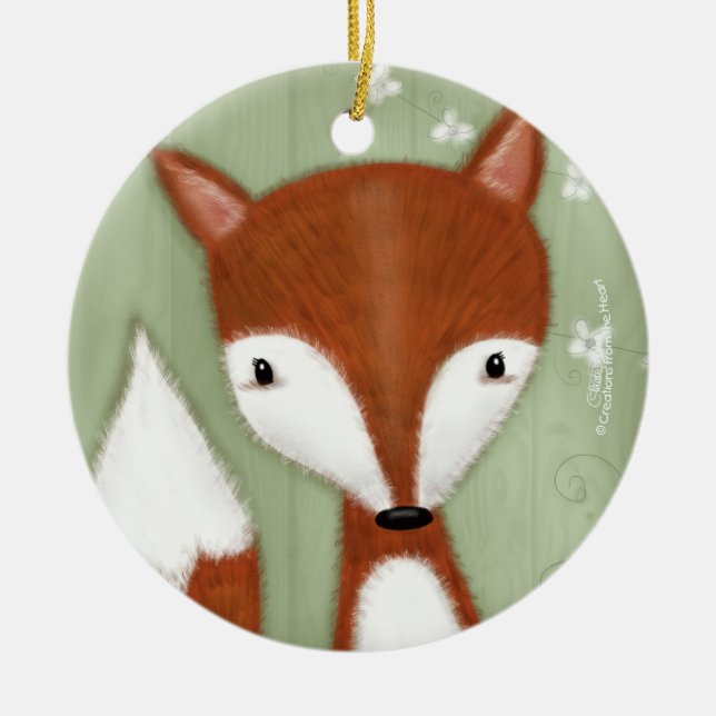 Ornamento De Cerâmica Fox Retrato (Frente)