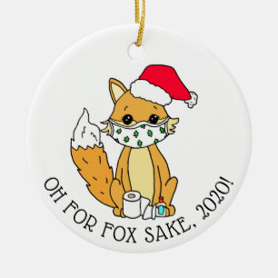 Ornamento De Cerâmica Fox Sake, 2020, Feliz ano novo Engraçado