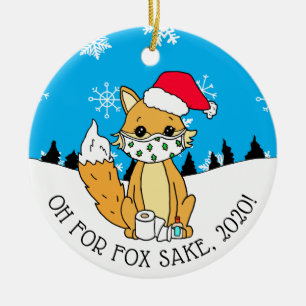 Ornamento De Cerâmica Fox Sake, 2020, Feliz ano novo Engraçado