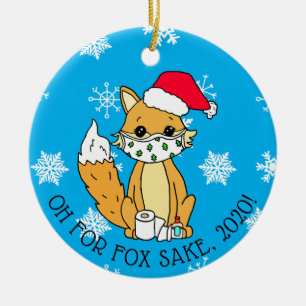 Ornamento De Cerâmica Fox Sake, 2020, Feliz ano novo Engraçado