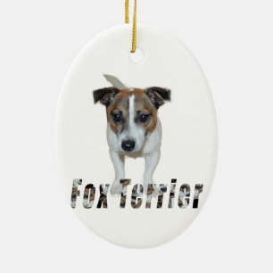 Ornamento De Cerâmica Fox Terrier E Fox Terrier Logo,