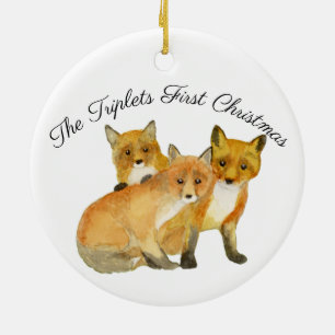 Ornamento De Cerâmica Fox Triplets