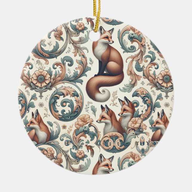 Ornamento De Cerâmica Foxglove Whispers: Eleição Vitoriana na Natureza (Frente)