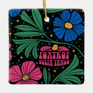 Ornamento De Cerâmica Foxtrot Delta Tango Flower Boho