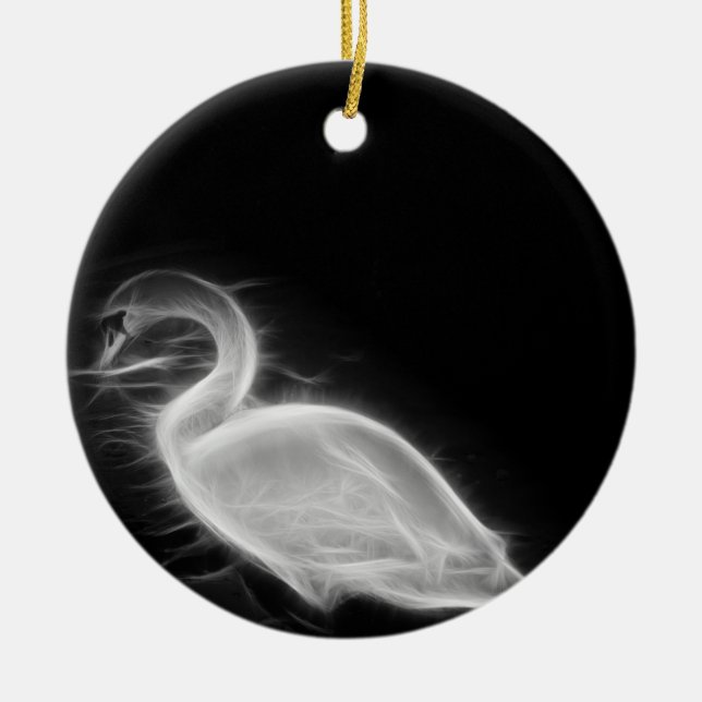 Ornamento De Cerâmica Fractal da cisne (Frente)