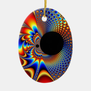 Ornamento De Cerâmica Fractal de Natal do YinYang BigBang