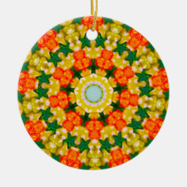 Ornamento De Cerâmica Fractal do Círculo das Estrelas de Natal