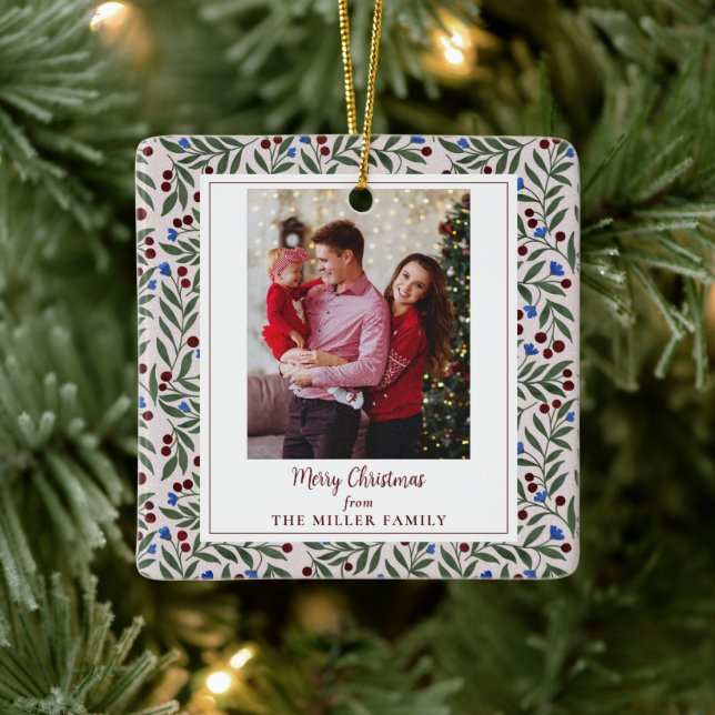 Ornamento De Cerâmica Framboesas de Natal (Árvore)