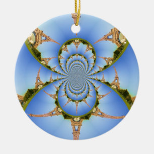 Ornamento De Cerâmica França Paris Eiffel Torre Caleidoscope Blue Lovely