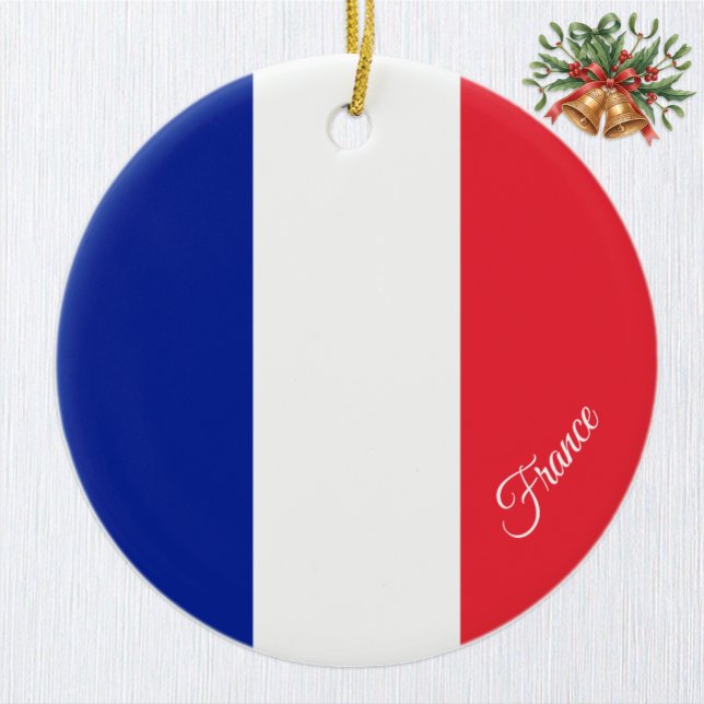Ornamento De Cerâmica France Christmas Ornament, French Flag (French Flag Ornament / Christmas, France)