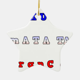 Ornamento De Cerâmica fRANCE HAKUNA MATATA AZUL VERMELHO CORES BRANCAS D