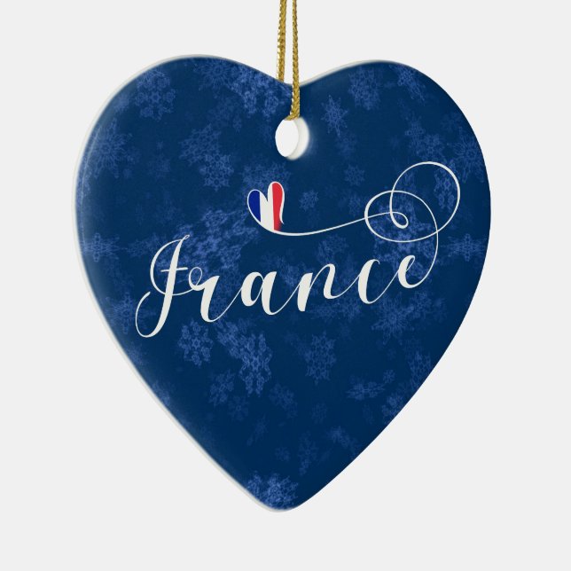 Ornamento De Cerâmica France Heart, Ornament de Árvore de Natal, francês (Direito )