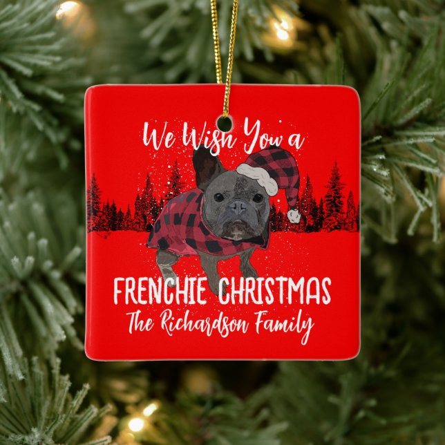 Ornamento De Cerâmica Francês Bulldog Natal Personalizado Cão Francês (Árvore)