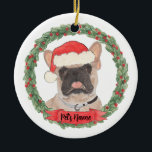 Ornamento De Cerâmica Francês Francês Francês Mascarado Personalizado<br><div class="desc">Faça a lista legal este ano com um ornamento personalizado do seu doce e mascarado biscão francês Frenchie!</div>