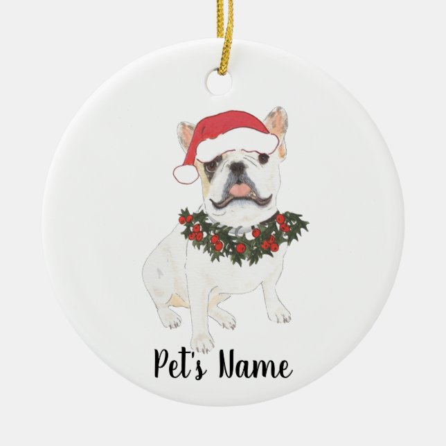 Ornamento De Cerâmica Francês Personalizado (White Pied) (Frente)