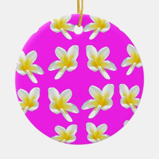 Ornamento De Cerâmica Frangipani_Blush,_ (Frente)