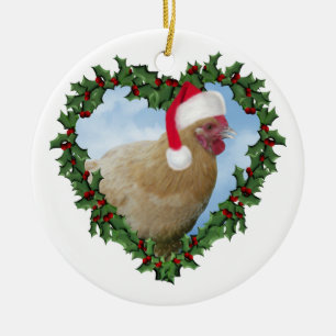 Ornamento De Cerâmica Frango de Natal * Buff Orpington