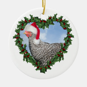 Ornamento De Cerâmica Frango de Natal * Frango de Pedra Barred