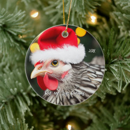 Ornamento De Cerâmica Frango de Prata Wyandotte no Natal