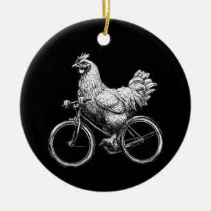 Ornamento De Cerâmica Frango Engraçado Andando de Bicicleta Ciclista Ani