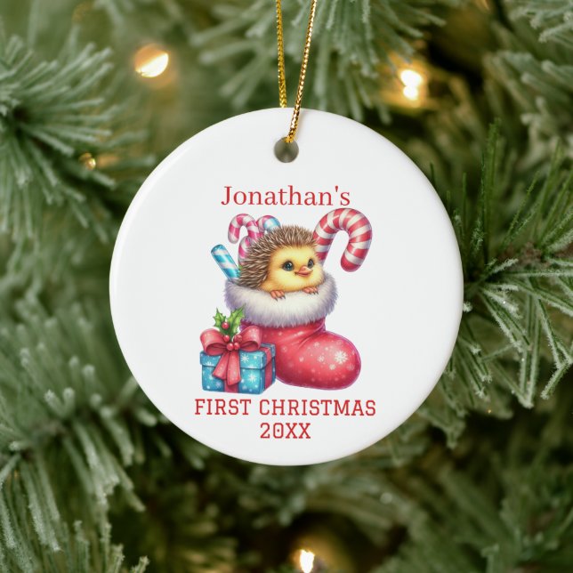 Ornamento De Cerâmica Frango Fofo com Pelo de Ouriço Natal (Árvore)