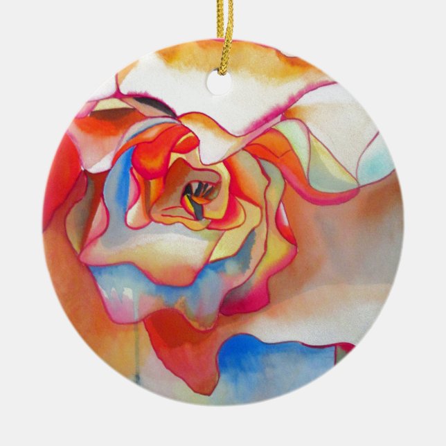 Ornamento De Cerâmica Fred martin begonia watercolor art (Frente)