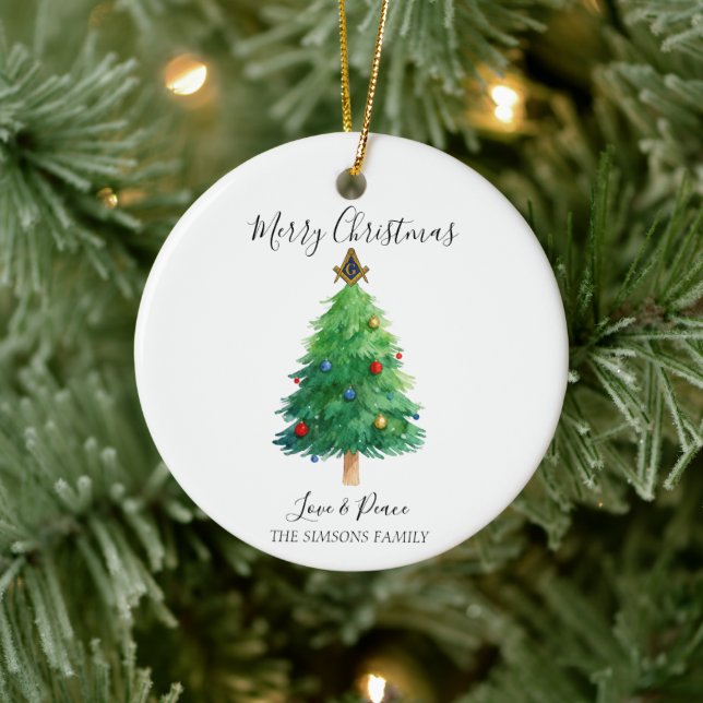Ornamento De Cerâmica Freemason Masonic Pine Merry Christmas Tree  (Árvore)